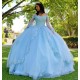 Light Sky Blue Long Sleeves Lace Plus Size Quinceanera Dresses Ball Gown Applique Sequined Beads Sweet 16 Dress vestidos Light Sky Blue Long Sleeves Lace Plus Size Quinceanera Dresses Ball Gown Applique Sequined Beads Sweet 16 Dress vestidos