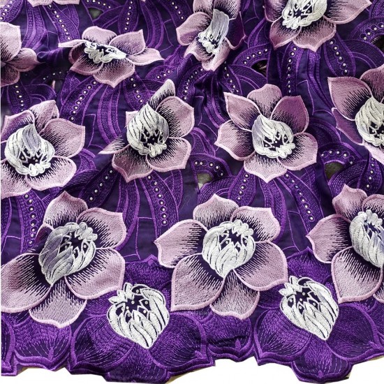 Purple Big cotton african wedding lace fabrics with stones high quality 5 Yards embroidery voile lace for big occasion B0188a Purple Big cotton african wedding lace fabrics with stones high quality 5 Yards embroidery voile lace for big occasion B0188a