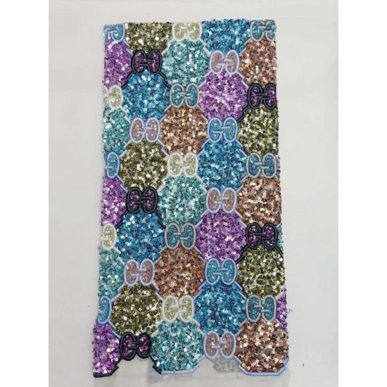 African lace high quality lace fabric 5 yards 2021 latest French fashion color sequined lace fabric HS-033 African lace high quality lace fabric 5 yards 2021 latest French fashion color sequined lace fabric HS-033