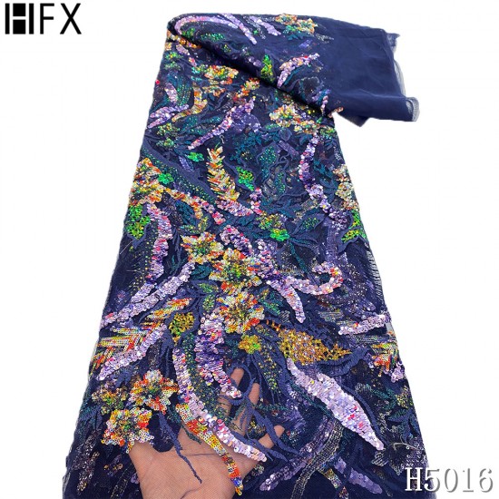 HFX Latest African Lace Fabrics 2021 Party Nigerian Sequin Tull Lace Fabric With Sequins French Mesh Lace Fabric For Dress HFX Latest African Lace Fabrics 2021 Party Nigerian Sequin Tull Lace Fabric With Sequins French Mesh Lace Fabric For Dress