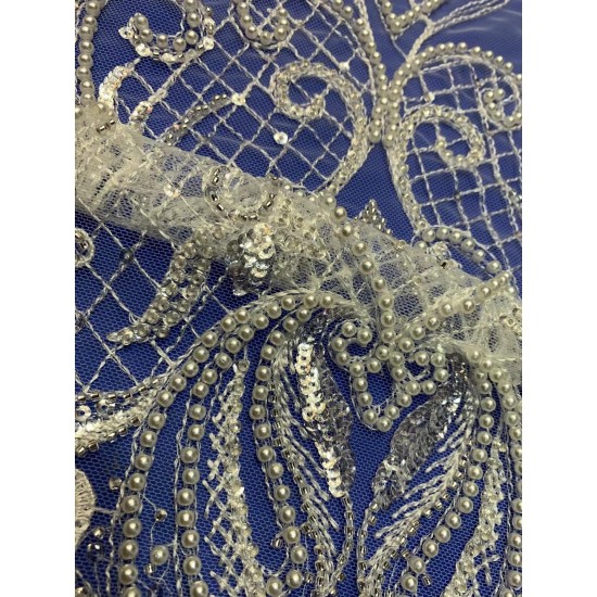 White Embroidery African Mesh Lace Fabric Handmade Lace Fabric Flower Pattern Beaded Lace Fabric Is Nigerian Net Lace ZX4649 White Embroidery African Mesh Lace Fabric Handmade Lace Fabric Flower Pattern Beaded Lace Fabric Is Nigerian Net Lace ZX4649