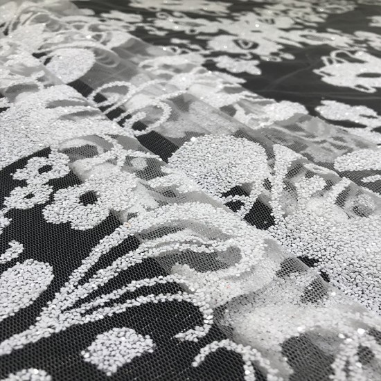 Fashion Retro Hollow Out Mesh Tulle African Net Lace French Sequin Fabric 5 Yards for Sewing White Party Dress Fashion Retro Hollow Out Mesh Tulle African Net Lace French Sequin Fabric 5 Yards for Sewing White Party Dress