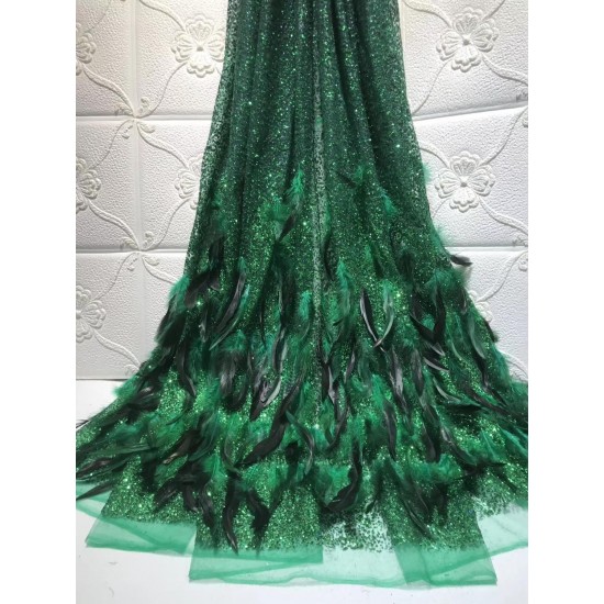 French net Lace with glued gilliter with feather African Tulle embroidered Lace shining glued gilitter for nice dress French net Lace with glued gilliter with feather African Tulle embroidered Lace shining glued gilitter for nice dress