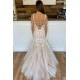 Lace Mermaid Prom Dresses Spaghetti Straps Corset Back Appliques Arabic Evening Runway Dresses Sweep Train Vestidos De Fiesta
