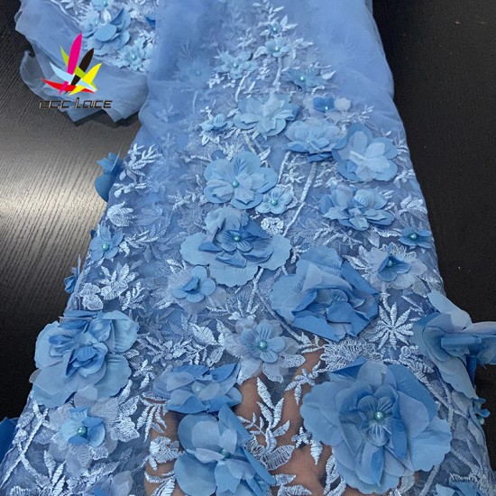 3D Flower Lace Fabric with Beads Embroidery Pink Color Elegant French Nigerian Latest Design Style High Quality 3D Flower Lace Fabric with Beads Embroidery Pink Color Elegant French Nigerian Latest Design Style High Quality