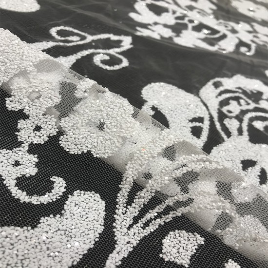 Fashion Retro Hollow Out Mesh Tulle African Net Lace French Sequin Fabric 5 Yards for Sewing White Party Dress Fashion Retro Hollow Out Mesh Tulle African Net Lace French Sequin Fabric 5 Yards for Sewing White Party Dress