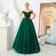 Off Shoulder A-Line Prom Dresses Beading Tulle Floor Length Custom Made Lace Up Back Women Evening Party Gowns Plus Size Off Shoulder A-Line Prom Dresses Beading Tulle Floor Length Custom Made Lace Up Back Women Evening Party Gowns Plus Size