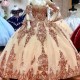 Glitter Rose Gold Sequins Quinceanera Dresses Lace Applique Girls Princess Ball Gown Pageant Gowns Formal prom Dress Glitter Rose Gold Sequins Quinceanera Dresses Lace Applique Girls Princess Ball Gown Pageant Gowns Formal prom Dress