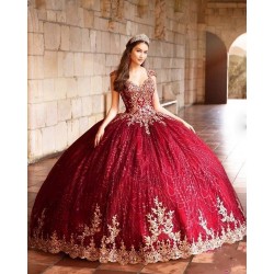 New vestido de 15 anos Burgundy Ball Gown Quinceanera Dress Beads Backless Sweet 16 Dress Pageant Gowns Customize Prom Gown