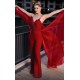 Red Jumpsuits Prom Dresses With Detachable Train Spaghetti V Neck Arabic Lace Sequined Evening Gowns Formal Party Red Jumpsuits Prom Dresses With Detachable Train Spaghetti V Neck Arabic Lace Sequined Evening Gowns Formal Party