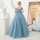 Off Shoulder A-Line Prom Dresses Beading Tulle Floor Length Custom Made Lace Up Back Women Evening Party Gowns Plus Size Off Shoulder A-Line Prom Dresses Beading Tulle Floor Length Custom Made Lace Up Back Women Evening Party Gowns Plus Size