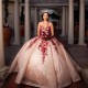 Pretty Rose Gold and Red Lace Quince Dresses 2021 Sweetheart Lace-up Corset Top Sparkly Sequins Applique Quinceanera Dresses Pretty Rose Gold and Red Lace Quince Dresses 2021 Sweetheart Lace-up Corset Top Sparkly Sequins Applique Quinceanera Dresses