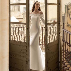 Mermaid Wedding Dresses Long Sleeve Satin Detachable Train 2 In 1 Handmade Beads Wedding Gowns Back Lace Up Tailor-Made