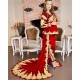 Karakou Algeria Caftan Evening Dresses Long Sleeve 2021 Red Velvet Gold Lace Peplum Occasion Evening Gown Wear Karakou Algeria Caftan Evening Dresses Long Sleeve 2021 Red Velvet Gold Lace Peplum Occasion Evening Gown Wear