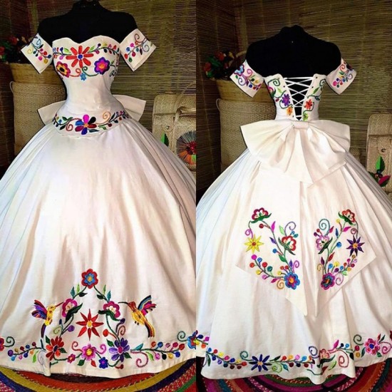 Mexican Embroidered Quinceanera Dresses Off Shoulder Crost Back Ball Gown Sweet 15 Dress Girls Ball Gown Sweet 15 Dress Theme Mexican Embroidered Quinceanera Dresses Off Shoulder Crost Back Ball Gown Sweet 15 Dress Girls Ball Gown Sweet 15 Dress Theme