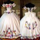Mexican Embroidered Quinceanera Dresses Off Shoulder Crost Back Ball Gown Sweet 15 Dress Girls Ball Gown Sweet 15 Dress Theme Mexican Embroidered Quinceanera Dresses Off Shoulder Crost Back Ball Gown Sweet 15 Dress Girls Ball Gown Sweet 15 Dress Theme